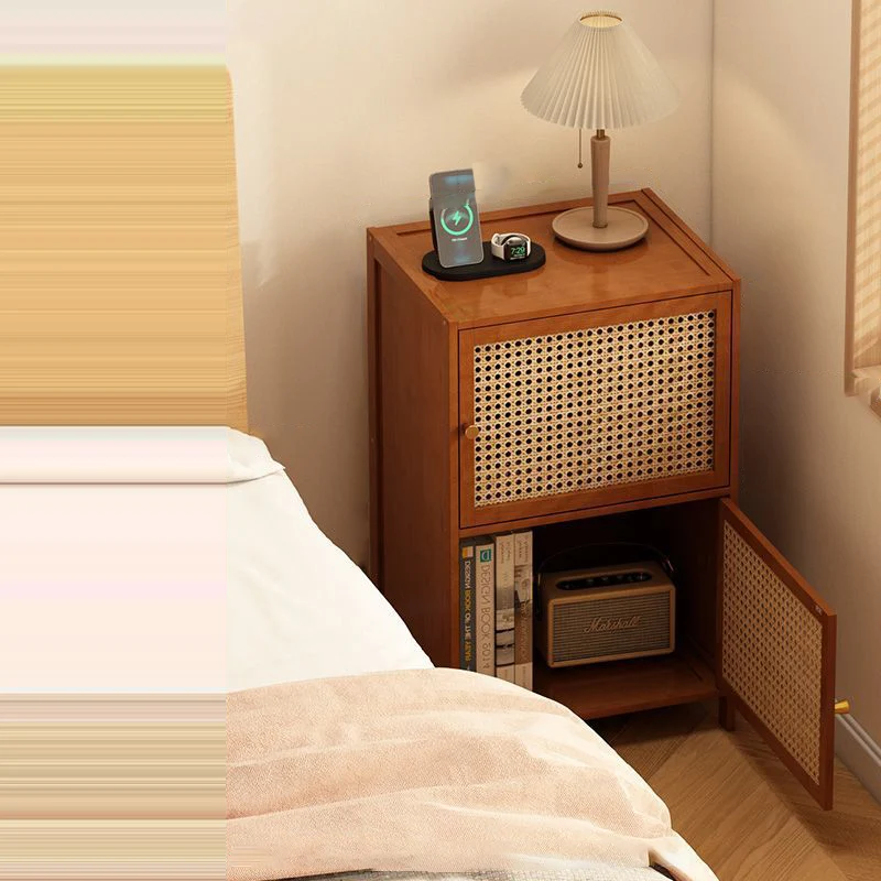 Modern Minimalist Bamboo MDF Acrylic Faux Rattan Rectangular Storage Cabinet 1/2/3-Cabinets For Bedroom