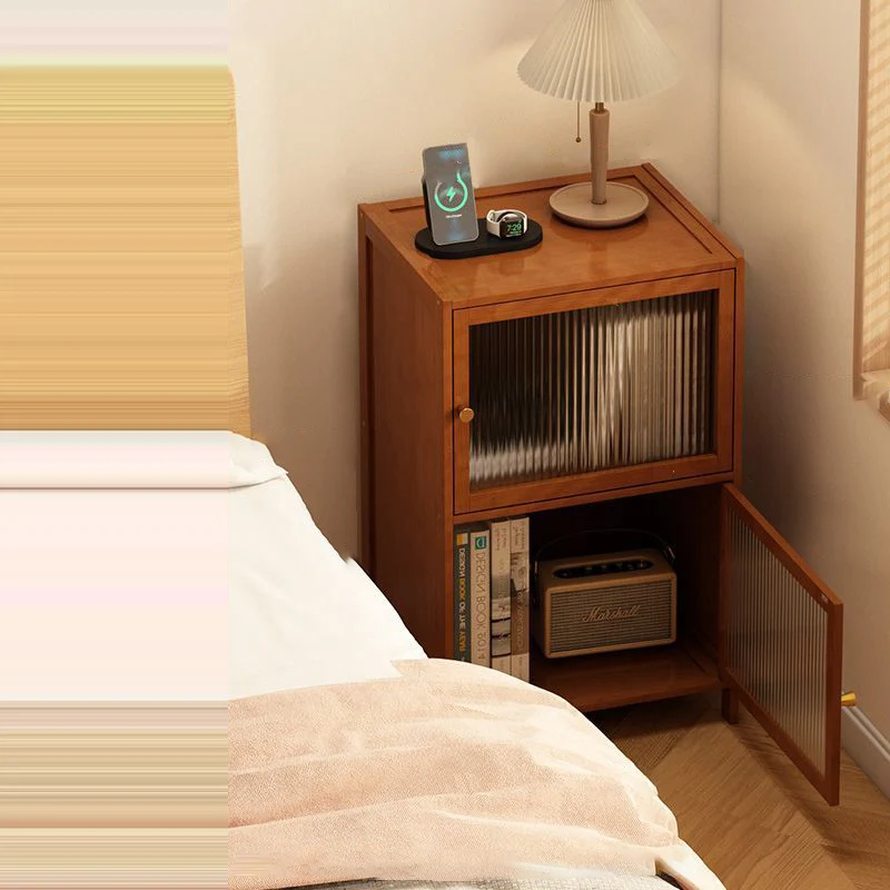 Modern Minimalist Bamboo MDF Acrylic Faux Rattan Rectangular Storage Cabinet 1/2/3-Cabinets For Bedroom