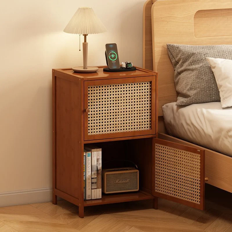 Modern Minimalist Bamboo MDF Acrylic Faux Rattan Rectangular Storage Cabinet 1/2/3-Cabinets For Bedroom