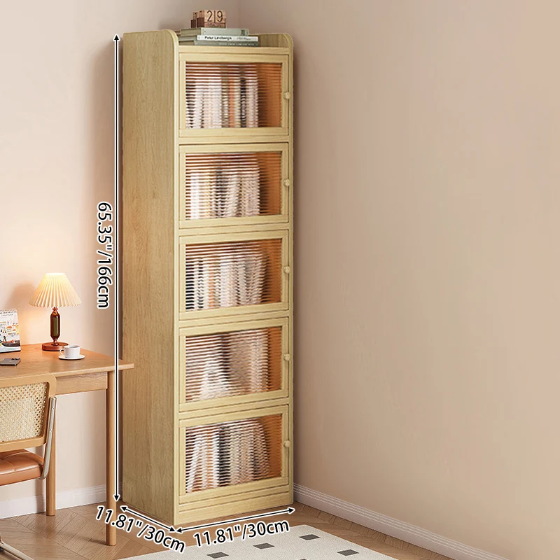 Modern Minimalist Solid Wood Acrylic Rectangular Storage Cabinet 6-Tier For Living Room