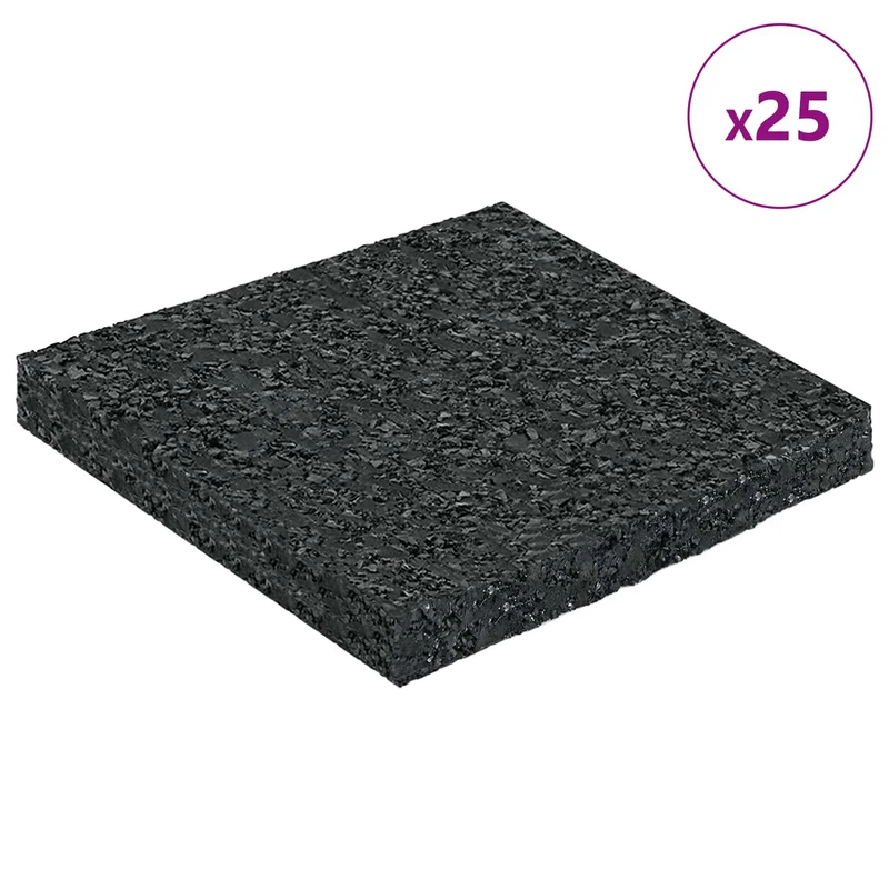 Tapete de Pátio em Granulado de Borracha Preto 9 x 9 x 0,8 cm