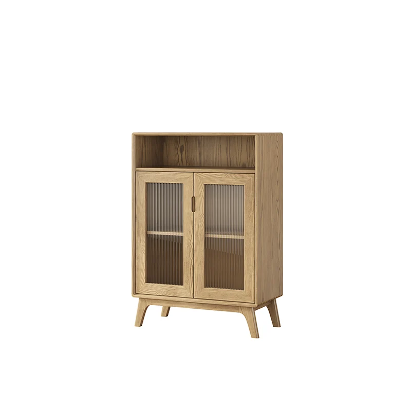 Multi-Layer Storage & Rustic Style Side Cabinet - Premium Ash Wood Storage Cabinet 3-Layer Cabinet For Living Room