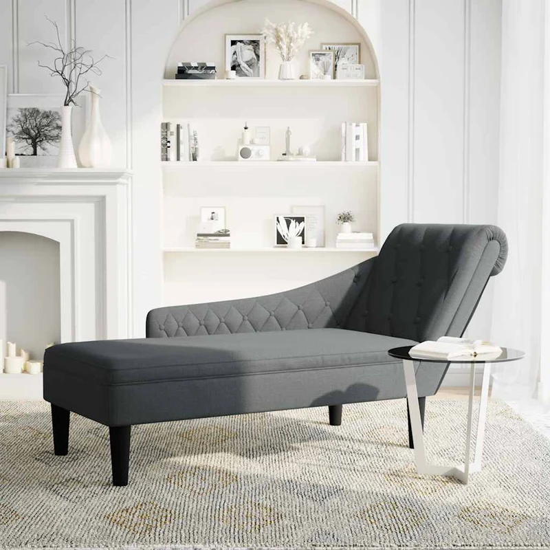 Chaise lounge c/ almofada/apoio de braços direito tecido