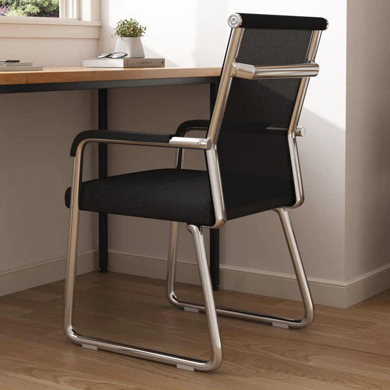 Modern Minimalist Rectangle Steel Mesh Desk Chair Backrest Armrest For Home Office