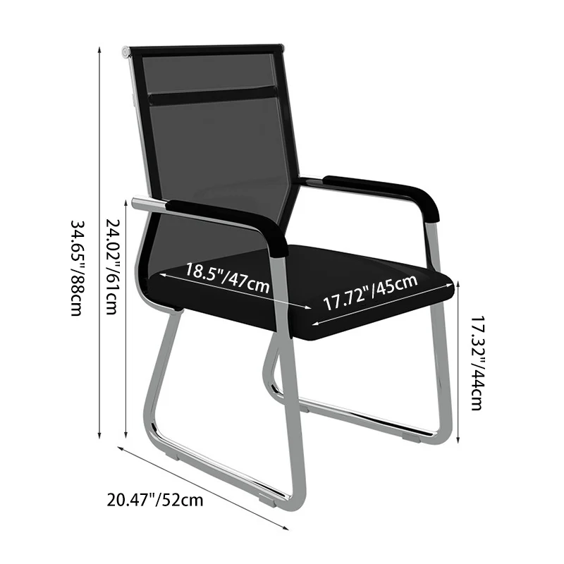 Modern Minimalist Rectangle Steel Mesh Desk Chair Backrest Armrest For Home Office