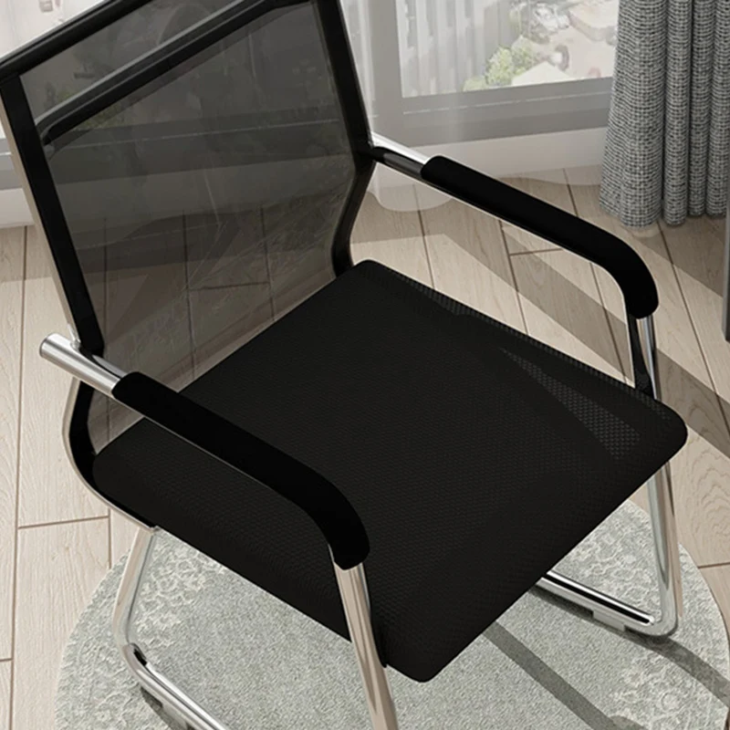 Modern Minimalist Rectangle Steel Mesh Desk Chair Backrest Armrest For Home Office
