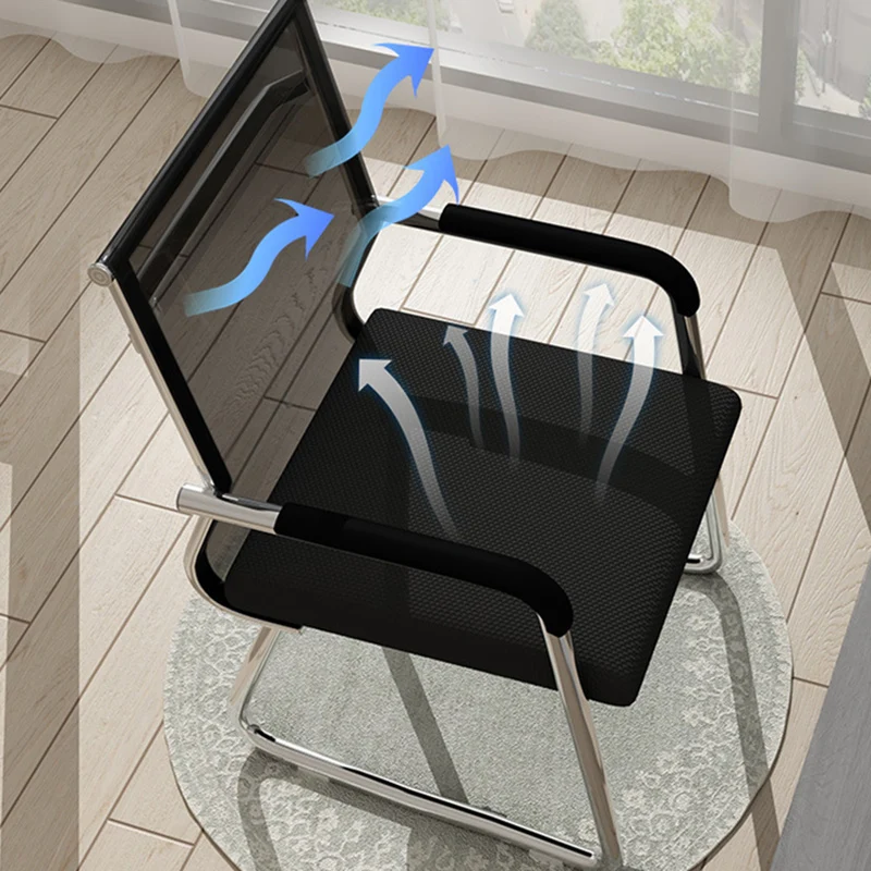 Modern Minimalist Rectangle Steel Mesh Desk Chair Backrest Armrest For Home Office