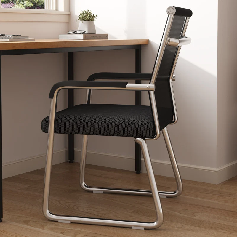 Modern Minimalist Rectangle Steel Mesh Desk Chair Backrest Armrest For Home Office