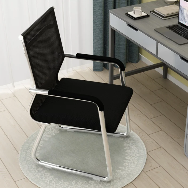 Modern Minimalist Rectangle Steel Mesh Desk Chair Backrest Armrest For Home Office