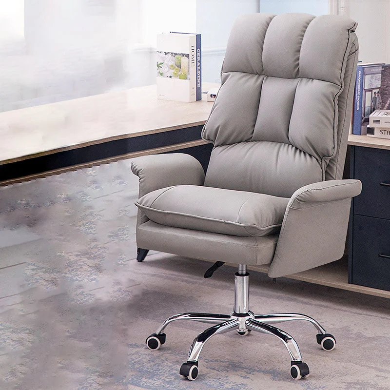 Modern Minimalist Square Rectangular Faux Leather Steel Desk Chair Backrest Armrest For Home Office