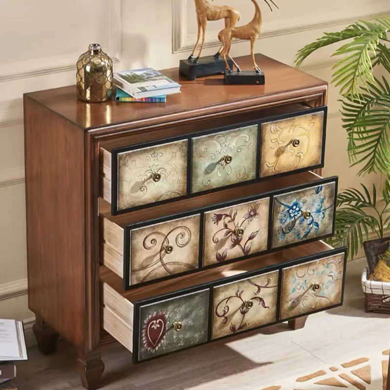 Contemporary Retro MDF Birch Wood Rectangular Storage Cabinet 3-Drawer For Living Room & Bedroom