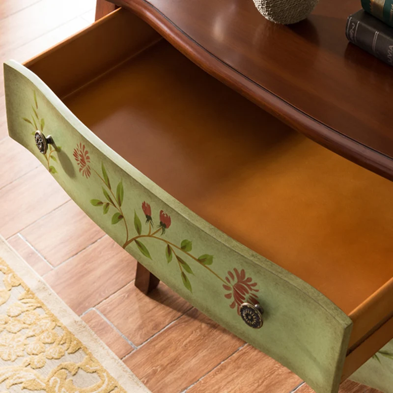 Traditional Chinese MDF Birch Wood Rectangular Storage Cabinet 3-Drawer For Living Room & Bedroom