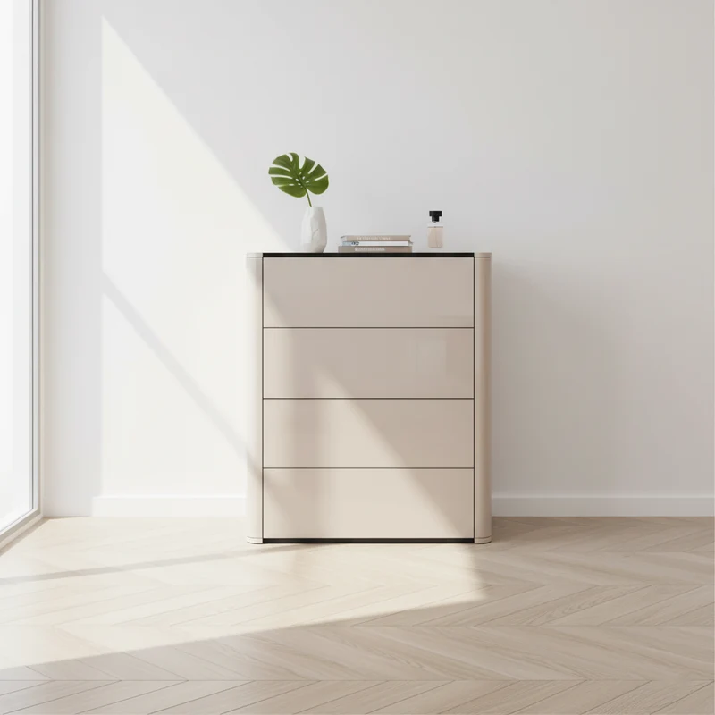 Modern Minimalist Rectangular Storage Cabinet - MDF: Stable Structure, Smooth Drawers, Easy-Clean Surface & Space-Saving Vertical Design For Living Room & Bedroom