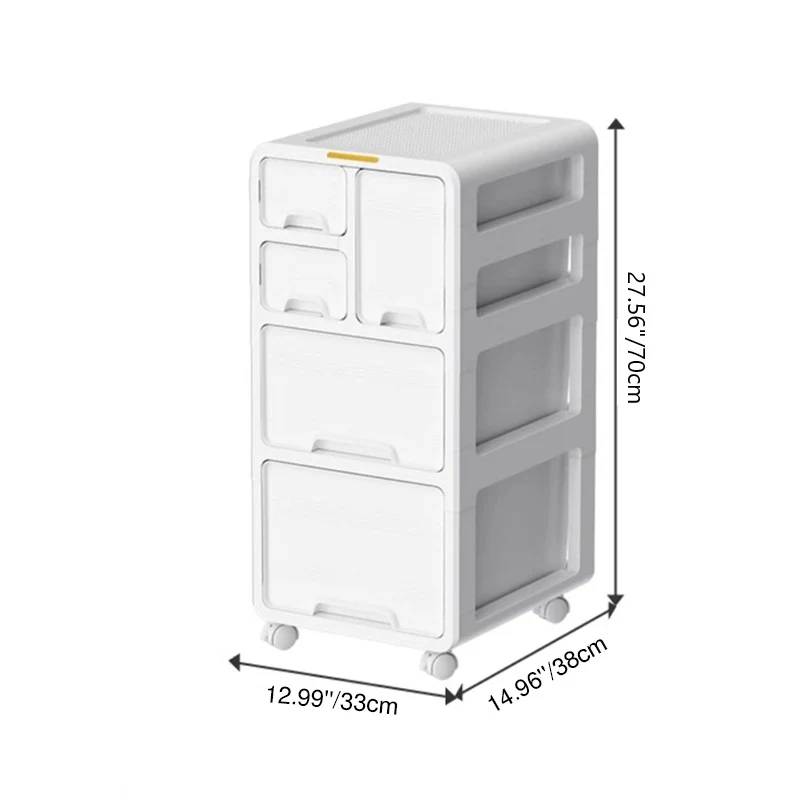 Modern Minimalist PP Mobile Curved Rectangular Storage Cabinet With 3/4/5 Drawers For Living Room