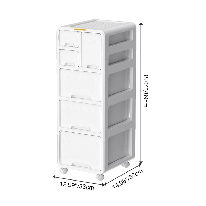Modern Minimalist PP Mobile Curved Rectangular Storage Cabinet With 3/4/5 Drawers For Living Room