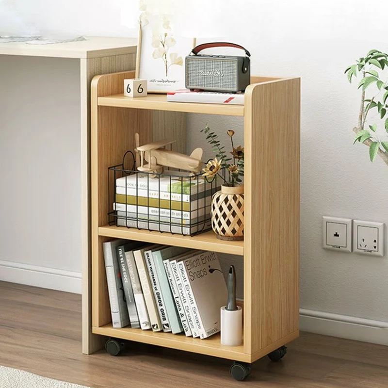 Modern Minimalist Movable Rectangular MDF Plastic Storage Cabinet 3-Tier For Study