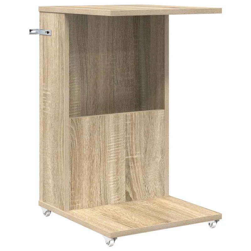 Mesa Lateral com roda Carvalho Sonoma 40 x 35 x 60 cm