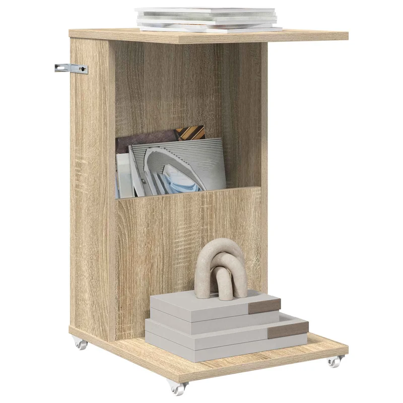 Mesa Lateral com roda Carvalho Sonoma 40 x 35 x 60 cm