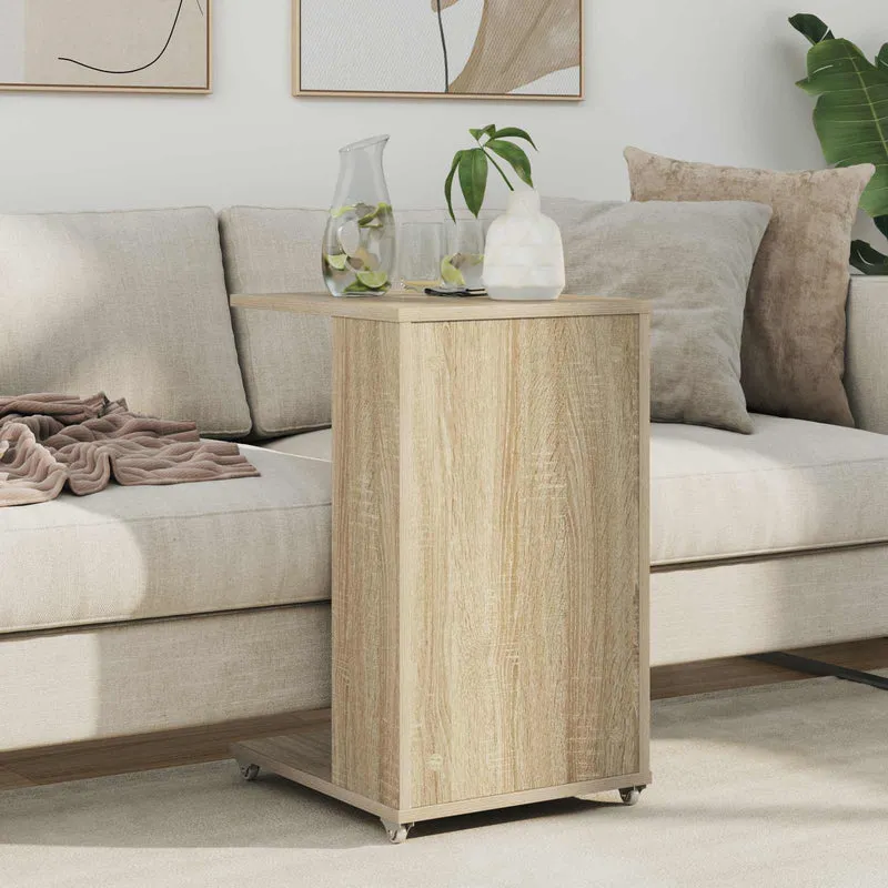 Mesa Lateral com roda Carvalho Sonoma 40 x 35 x 60 cm