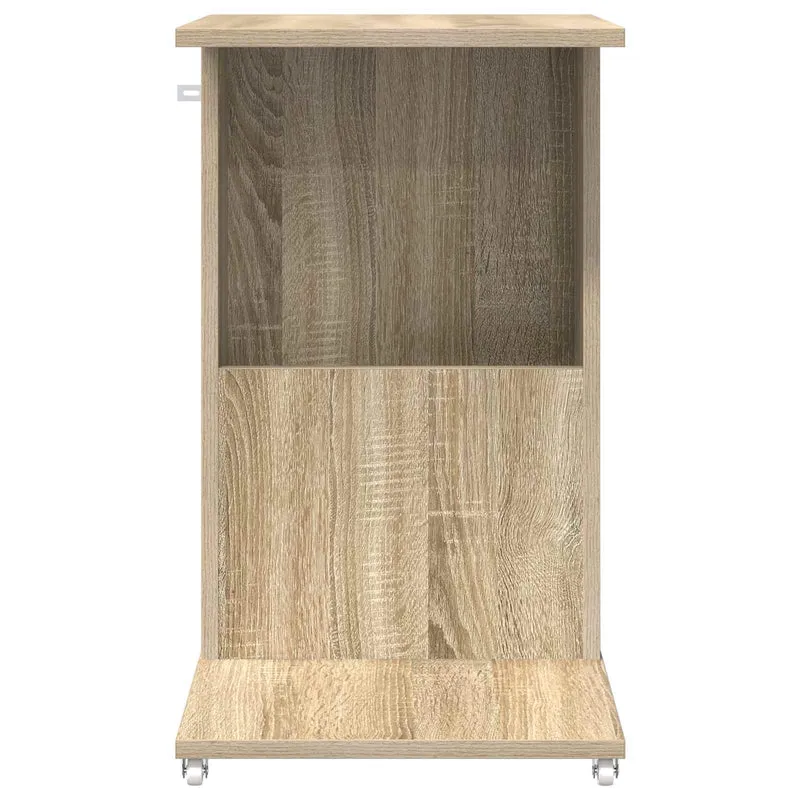 Mesa Lateral com roda Carvalho Sonoma 40 x 35 x 60 cm