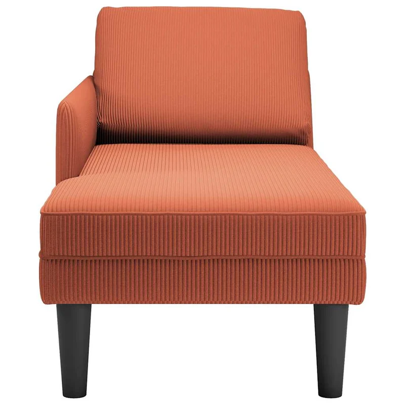 Chaise lounge com almofada tecido corduroy laranja