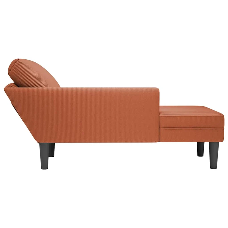 Chaise lounge com almofada tecido corduroy laranja