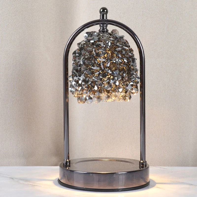 Modern Art Deco Iron Crystal Round 1-Light Melting Wax Table Lamp For Bedroom