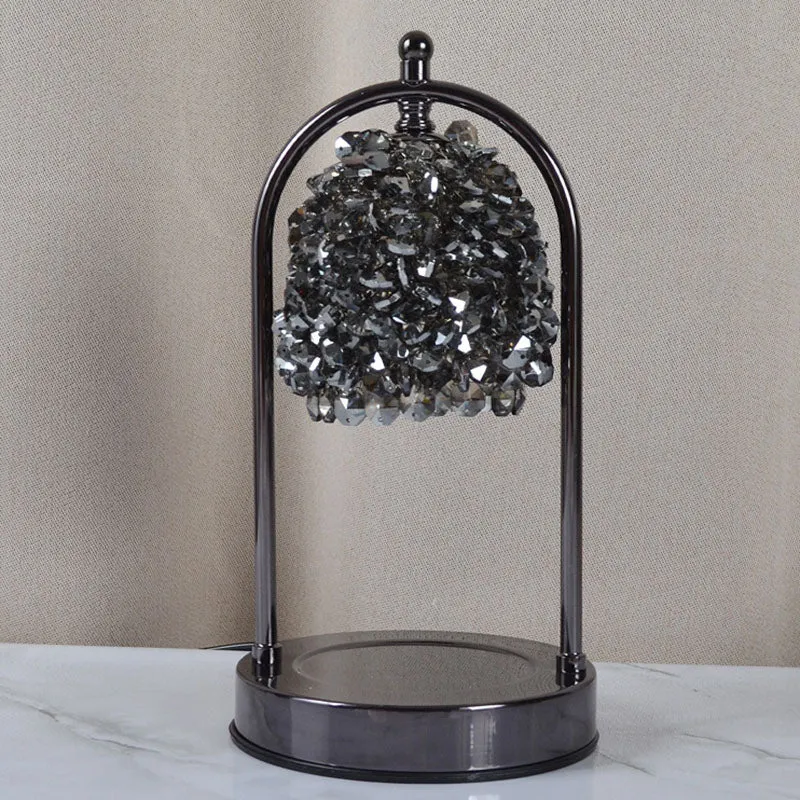 Modern Art Deco Iron Crystal Round 1-Light Melting Wax Table Lamp For Bedroom