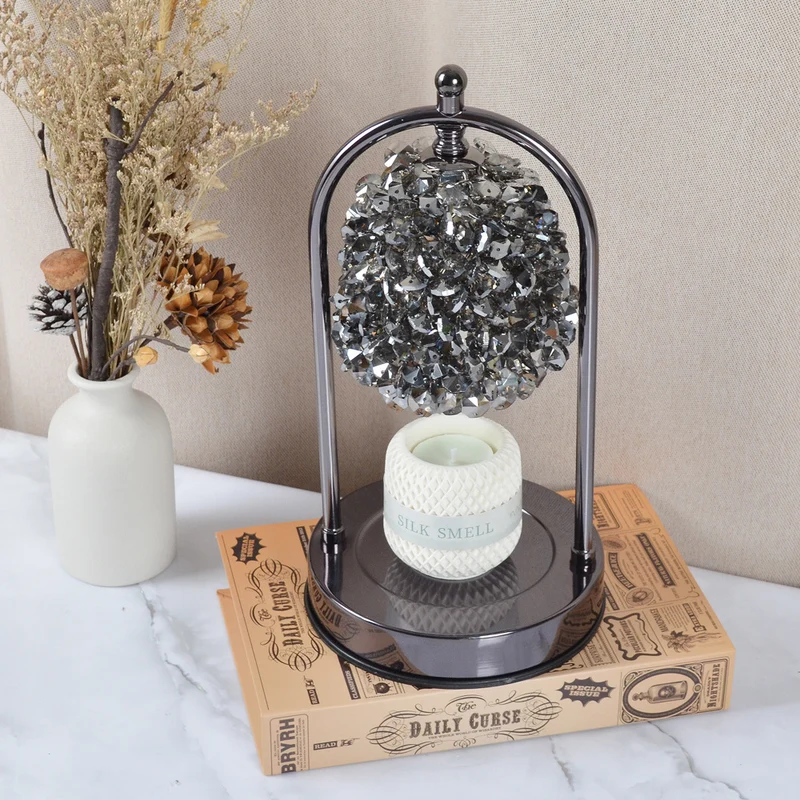 Modern Art Deco Iron Crystal Round 1-Light Melting Wax Table Lamp For Bedroom