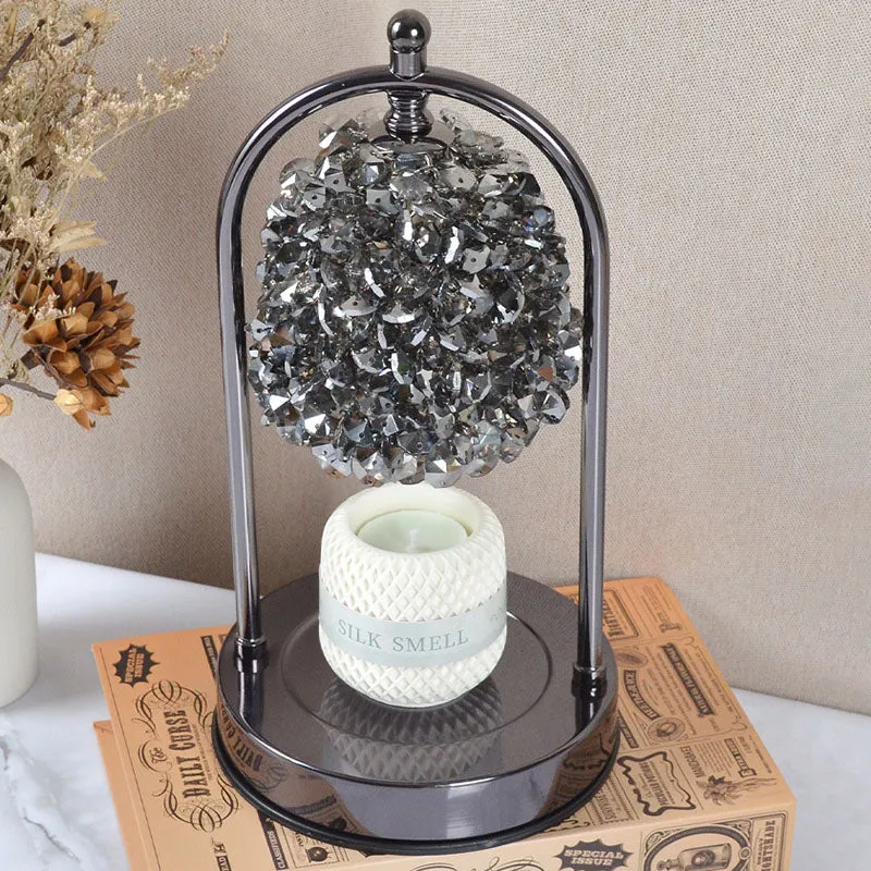 Modern Art Deco Iron Crystal Round 1-Light Melting Wax Table Lamp For Bedroom