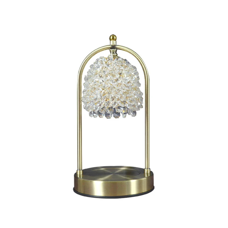 Modern Art Deco Iron Crystal Round 1-Light Melting Wax Table Lamp For Bedroom