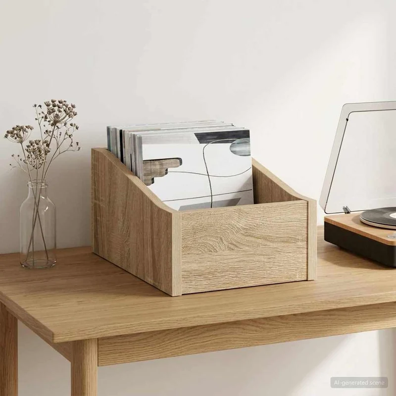 Caixa de Discos LP Carvalho Sonoma 23 x 33 x 16 cm