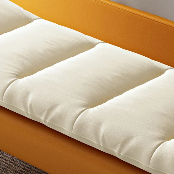 Modern Minimalist Faux Nappa Leather Down Steel & Plywood Rectangular Bench For Bedroom & Entryway