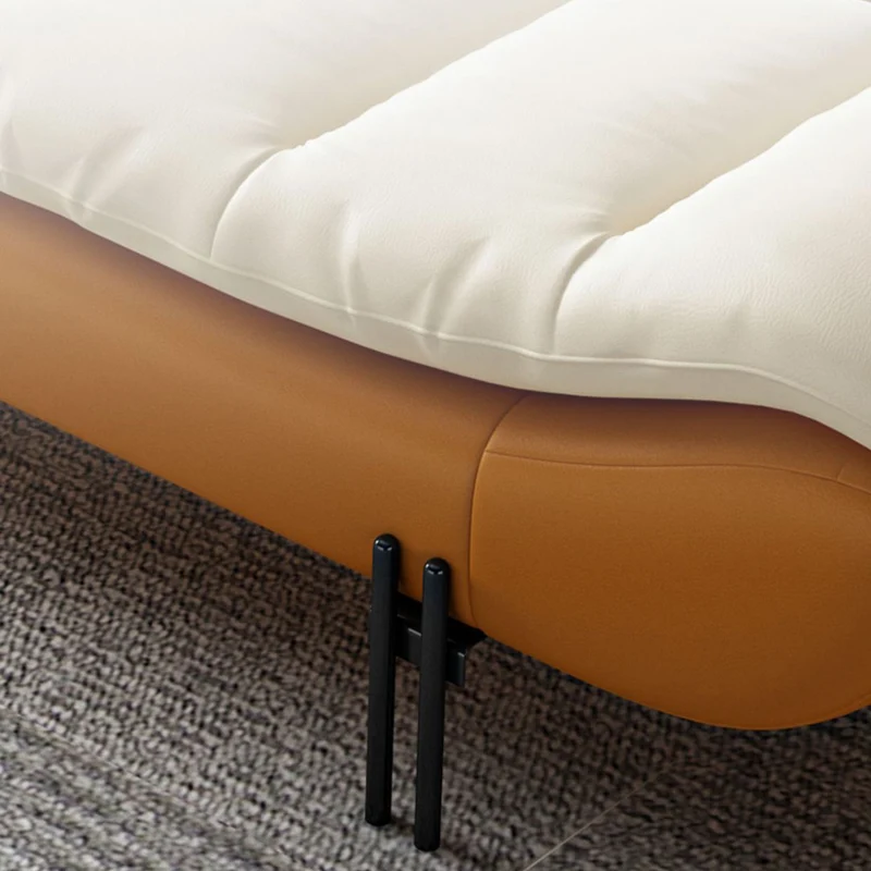 Modern Minimalist Faux Nappa Leather Down Steel & Plywood Rectangular Bench For Bedroom & Entryway