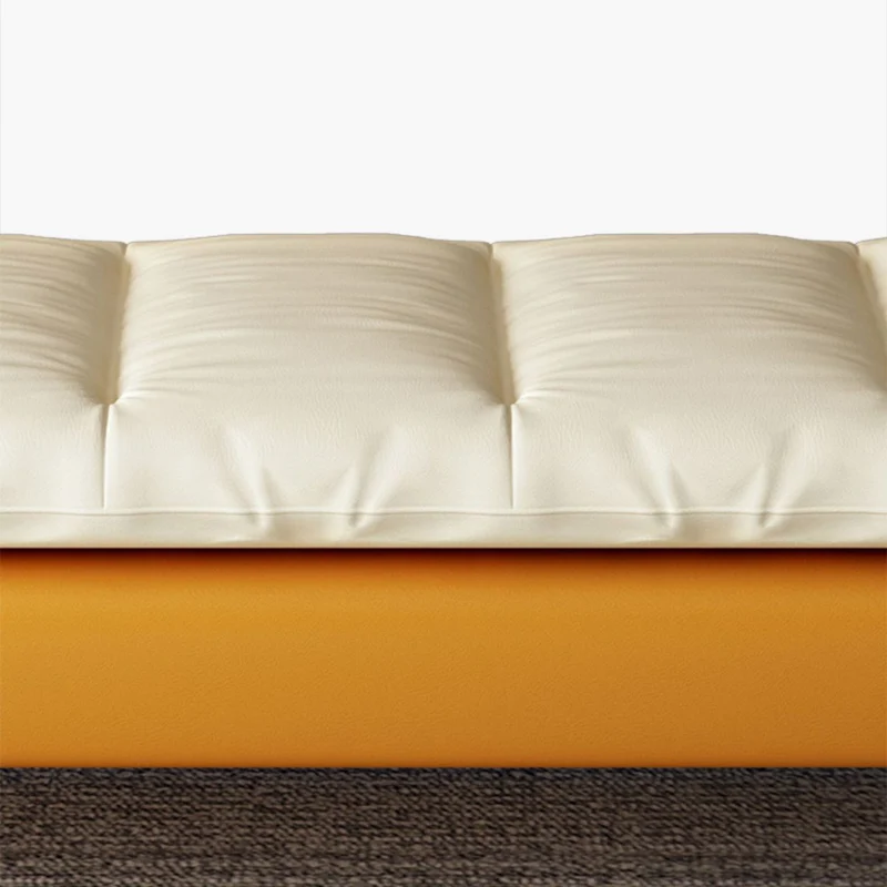 Modern Minimalist Faux Nappa Leather Down Steel & Plywood Rectangular Bench For Bedroom & Entryway
