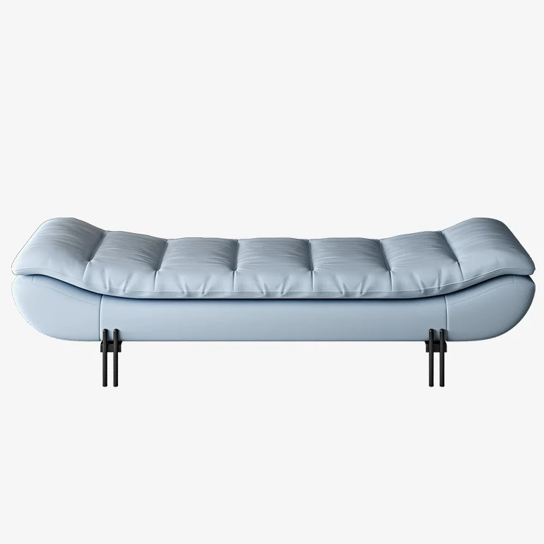 Modern Minimalist Faux Nappa Leather Down Steel & Plywood Rectangular Bench For Bedroom & Entryway