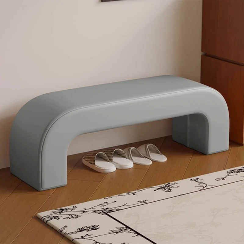 Modern Minimalist Eco-Friendly Engineered Wood Sherpa Fabric And PU Leather Rectangular Bench For Entryway And Living Room