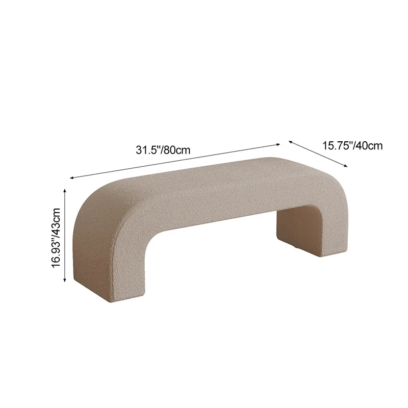 Modern Minimalist Eco-Friendly Engineered Wood Sherpa Fabric And PU Leather Rectangular Bench For Entryway And Living Room