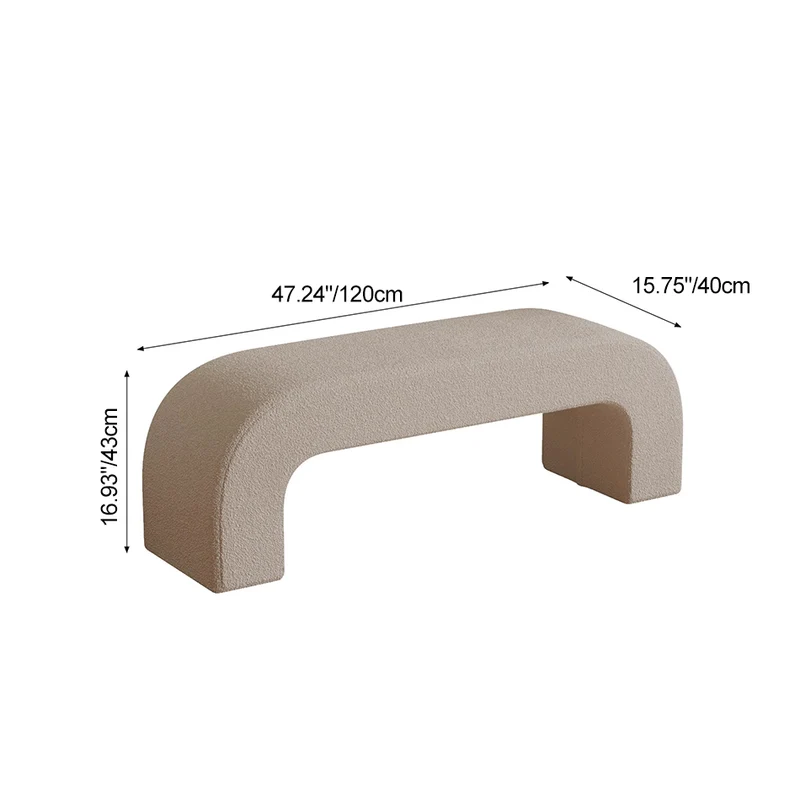 Modern Minimalist Eco-Friendly Engineered Wood Sherpa Fabric And PU Leather Rectangular Bench For Entryway And Living Room