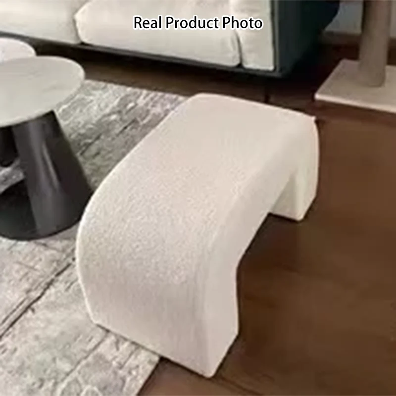 Modern Minimalist Eco-Friendly Engineered Wood Sherpa Fabric And PU Leather Rectangular Bench For Entryway And Living Room