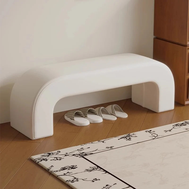 Modern Minimalist Eco-Friendly Engineered Wood Sherpa Fabric And PU Leather Rectangular Bench For Entryway And Living Room