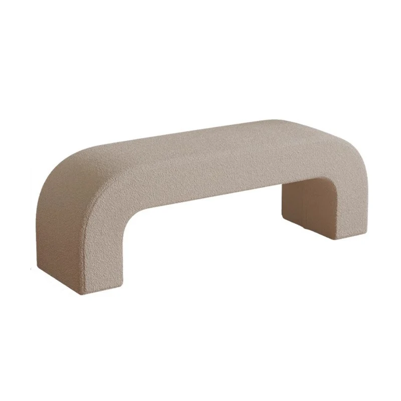 Modern Minimalist Eco-Friendly Engineered Wood Sherpa Fabric And PU Leather Rectangular Bench For Entryway And Living Room