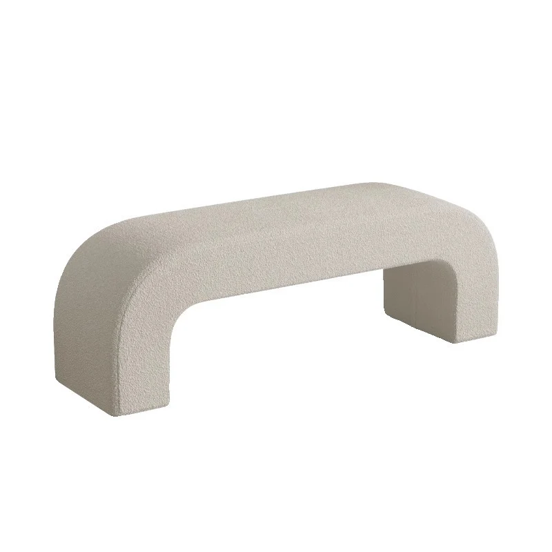 Modern Minimalist Eco-Friendly Engineered Wood Sherpa Fabric And PU Leather Rectangular Bench For Entryway And Living Room