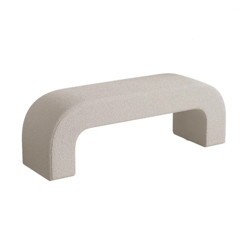 Modern Minimalist Eco-Friendly Engineered Wood Sherpa Fabric And PU Leather Rectangular Bench For Entryway And Living Room