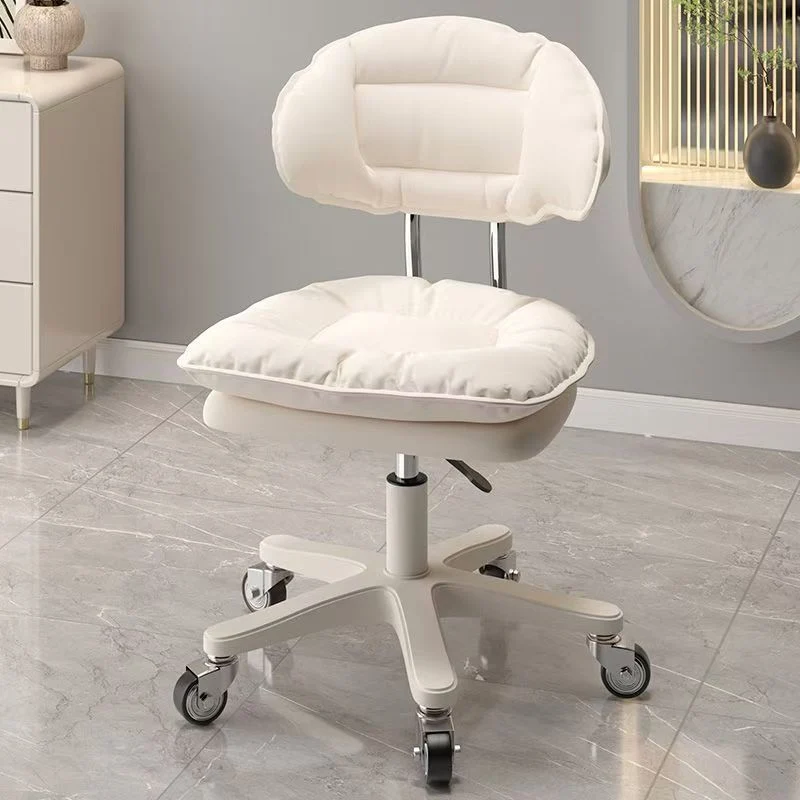 Modern Minimalist PU Leather Stainless Steel Square Upholstery Desk Chair Curved Backrest For Home Office