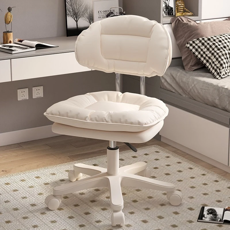 Modern Minimalist PU Leather Stainless Steel Square Upholstery Desk Chair Curved Backrest For Home Office