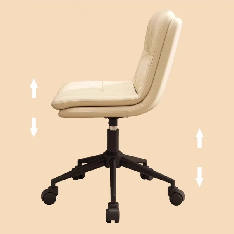 Modern Minimalist PU Leather Square Upholstered Desk Chair With Backrest And Casters For Home Office