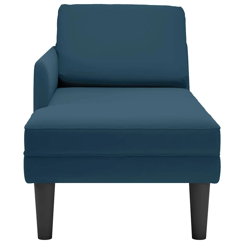 Chaise lounge c/ almofada/apoio de braços direito veludo azul
