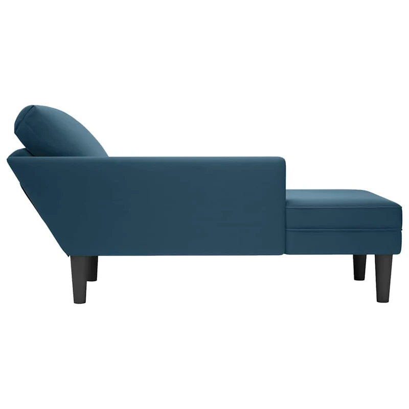 Chaise lounge c/ almofada/apoio de braços direito veludo azul