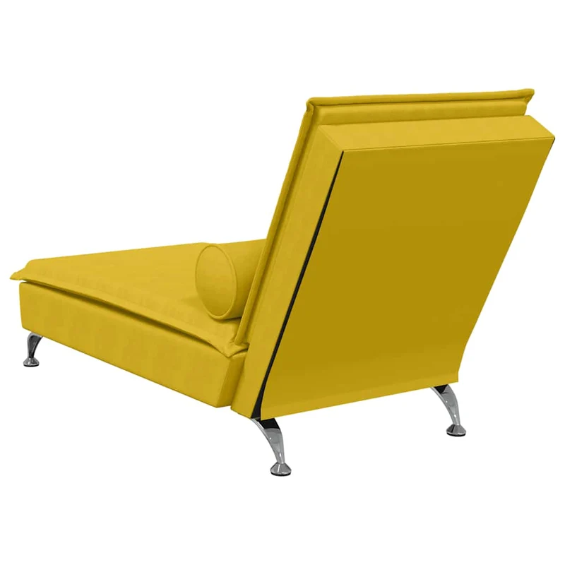 Chaise lounge de massagem com rolo veludo amarelo